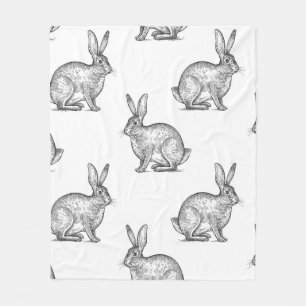 Hare or rabbit. Seamless pattern with forest anima Fleece Blanket