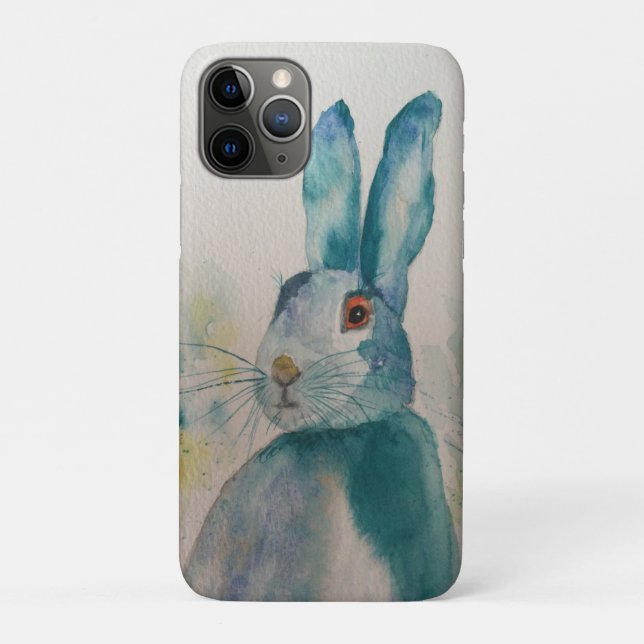 Hare Rabbit Aquarelle Bleu coque iphone (Dos)