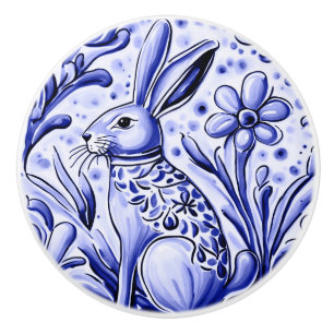Hare Rabbit Bunny Folk Animal Art Ceramic Knob