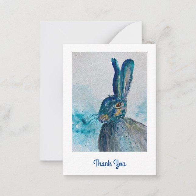 Hare Rabbit Carte de remerciements aquarelle (Devant)