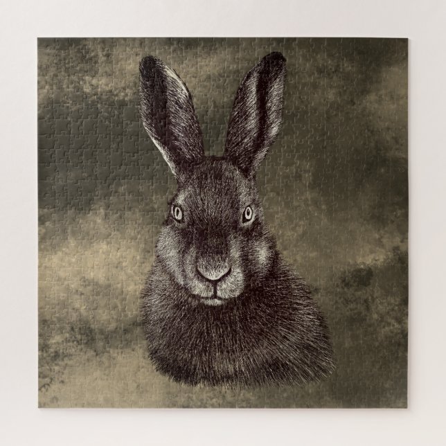 Hare, rabbit, drawing jigsaw puzzle (Vertical)