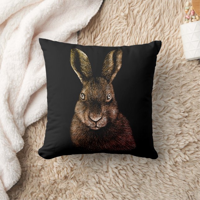 Hare, rabbit, drawing  throw pillow (Blanket)