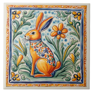 Hare Rabbit Mediterranean Bunny Folk Animal Art Tile