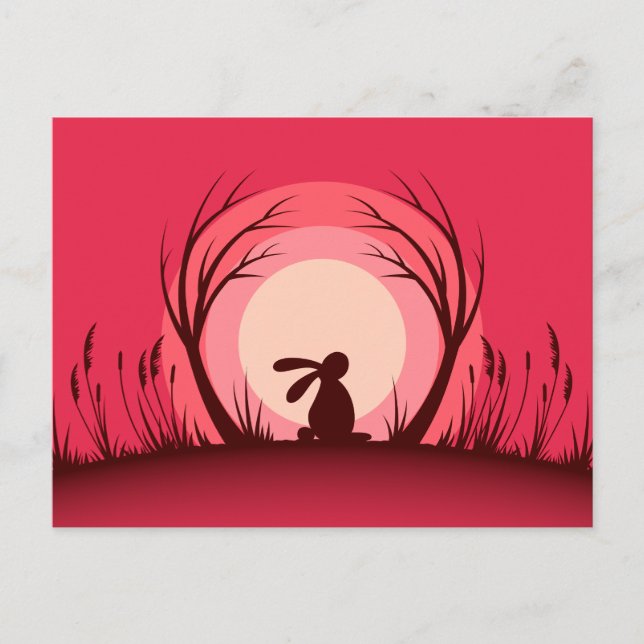 Hare, Rabbit Sunset Silhouette Postcard (Front)