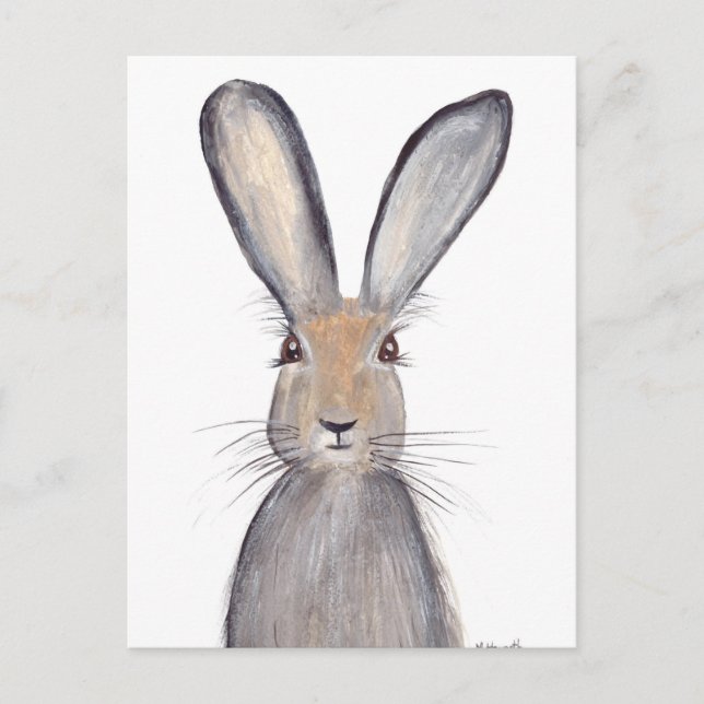 Hare rabbit watercolor postcard (Front)