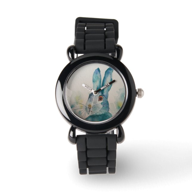 Hare Rabbit Watercolour Blue     Watch (Front)