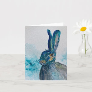 Hare Rabbit Watercolour card