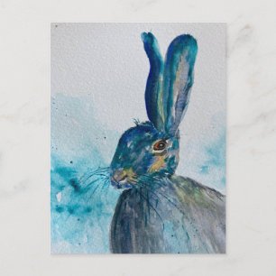 Hare Rabbit Watercolour Postcard