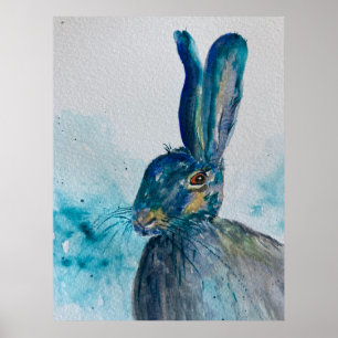 Hare Rabbit Watercolour  Poster