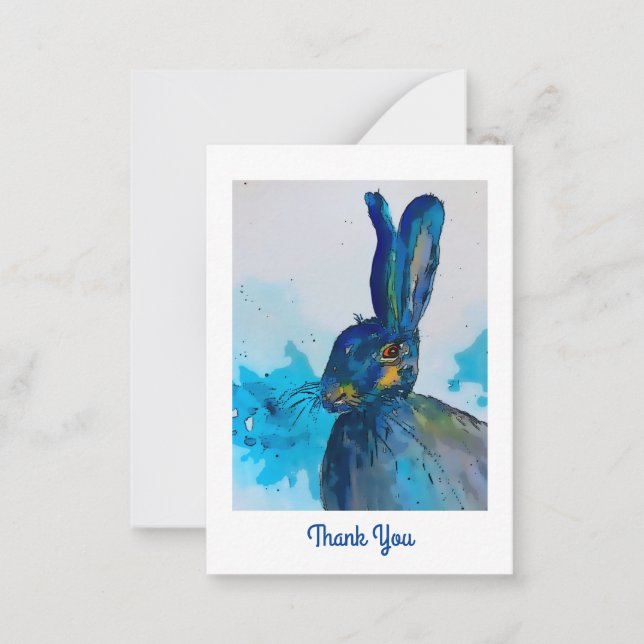 Hare Rabbit Watercolour   Thank you card (Front)