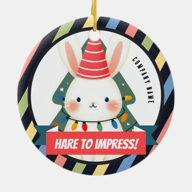 Hare to Impress! Office Christmas  Ceramic Ornament (Back)