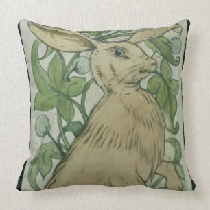 Hare (w/c on paper) throw pillow