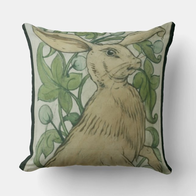 Hare (w/c on paper) throw pillow (Front)