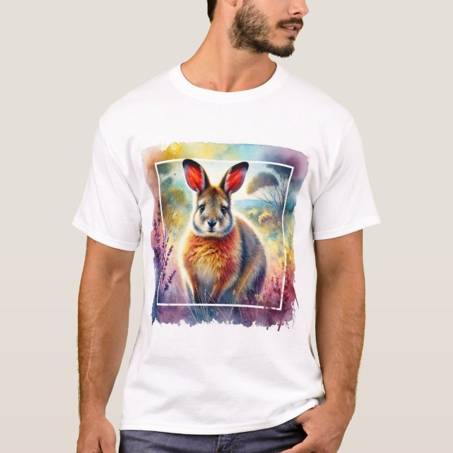 Hare Wallaby 030924AREF125 - Watercolor T-Shirt (Front)