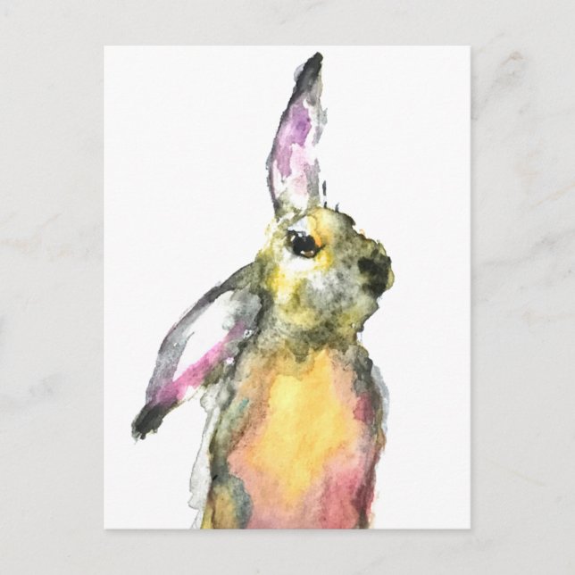 Hare watercolor animal cute rabbit Colourful Postcard (Front)