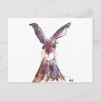 Hare watercolor cute animal nature rabbit forest