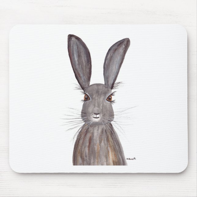 Hare watercolor rabbit art mouse pad (Front)