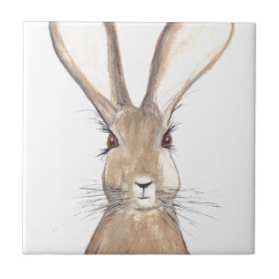 Hare watercolor rustic Kitchen rabbit animal Tile