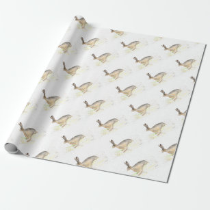 hare watercolor vintage rabbit woodland animals wrapping paper
