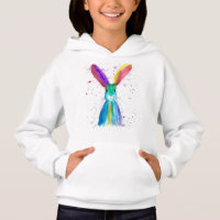 Hare watercolor wild animal cute Girl Hoodie