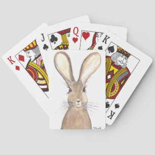 Hare watercolour painting playing cards