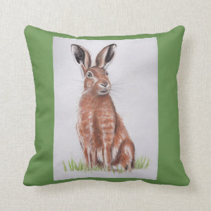 Hare Watercolour Throw Pillow