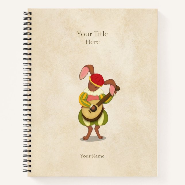 Hare with Lute & Six Rhythmic Modes Medieval Music Notebook (Front)