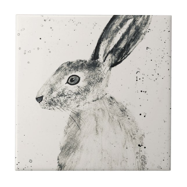Hare woodland animals rabbit vintage tile  (Front)