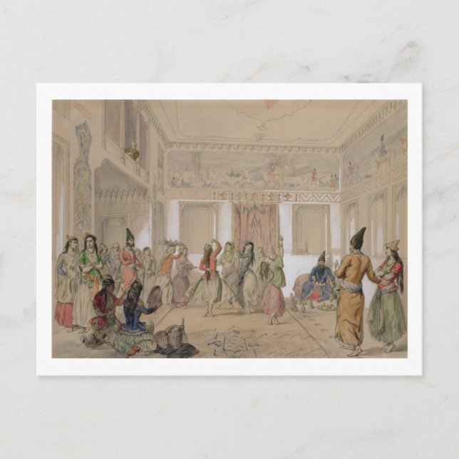 Harem Feast, Tehran (pencil & w/c on paper) Postcard (Front)