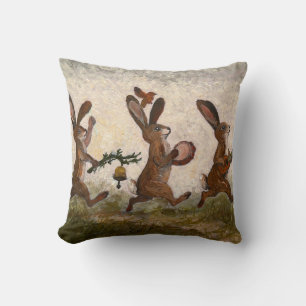 Hares Bunny Band Wall Art Musical Rabbits Throw Pillow