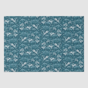Hares Field Bunnies Rabbits Winter Pattern Teal Tissue Paper