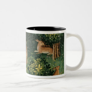 Hares in a Wood Two-Tone Coffee Mug