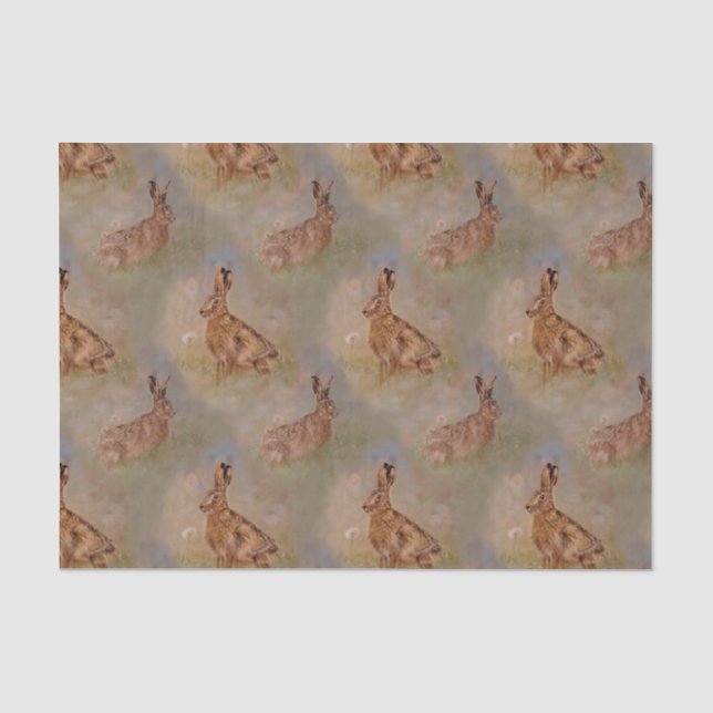 Hares, rabbitss dandelions summer tissue paper (Front)