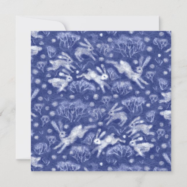 Hares Snow Field White Rabbits Winter Animal Blue (Front)