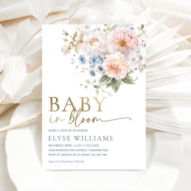 Hargrove Blue Floral Baby In Bloom Baby Shower (Creator Uploaded)