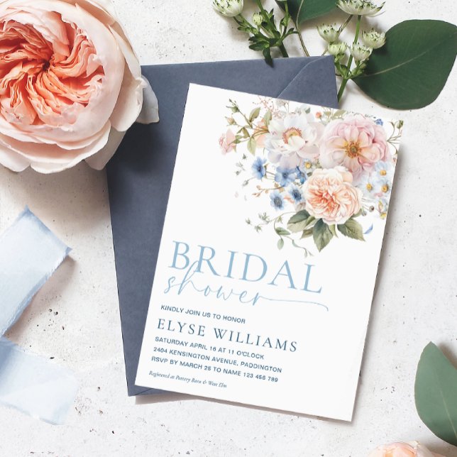 Hargrove Blue Floral Bridal Shower Invitation (Creator Uploaded)