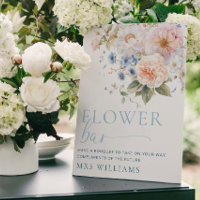 Hargrove Blue Floral Flower Bar Sign