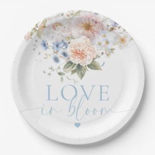 Hargrove Blue Floral Love In Bloom Bridal Shower Paper Plate