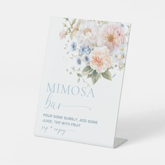 Hargrove Blue Floral MImosa Bar Sign (Front)