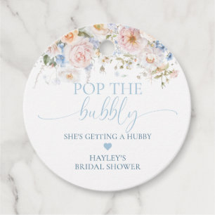 Hargrove Blue Floral Pop The Bubbly Champagne Favour Tags