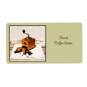 haricots de coffe avec l'étiquette de produit de