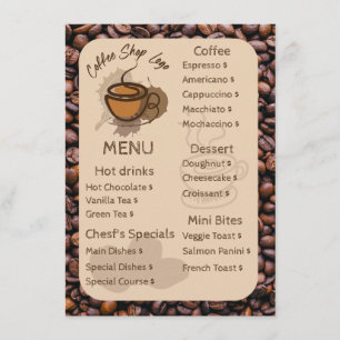 Haricots décontractés Ajouter Votre Menu Café Shop