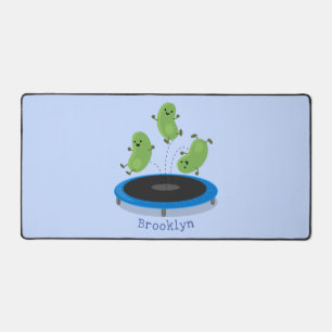 Haricots verts mignons sur dessin animé trampoline