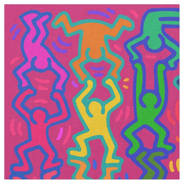 Haring Inspired Diversity Design Fabric (Close Up)