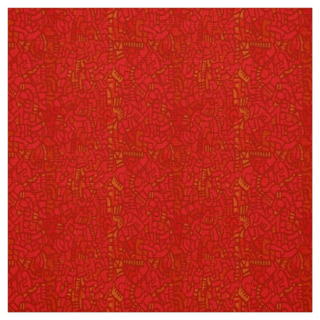 Haring Inspired Mosaic Red Fabric (Swatch)