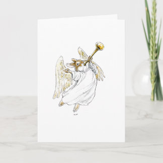 Hark! Angel Rabbit with Trumpet Card