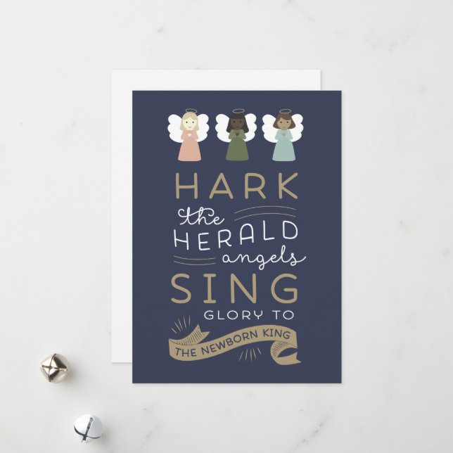 Hark the Herald Angels Christian Holiday Card (Front/Back In Situ)