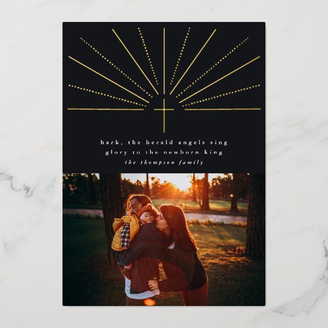 Hark The Herald Angels Foil Carte photo de vacance (Recto)