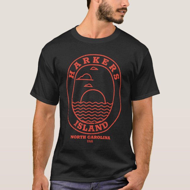 Harkers Island NC Summertime Vacationing Oval Sunr T-Shirt (Front)