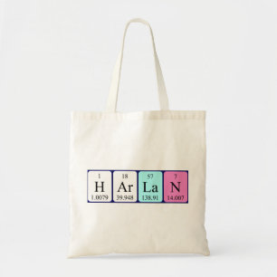 Harlan periodic table name tote bag